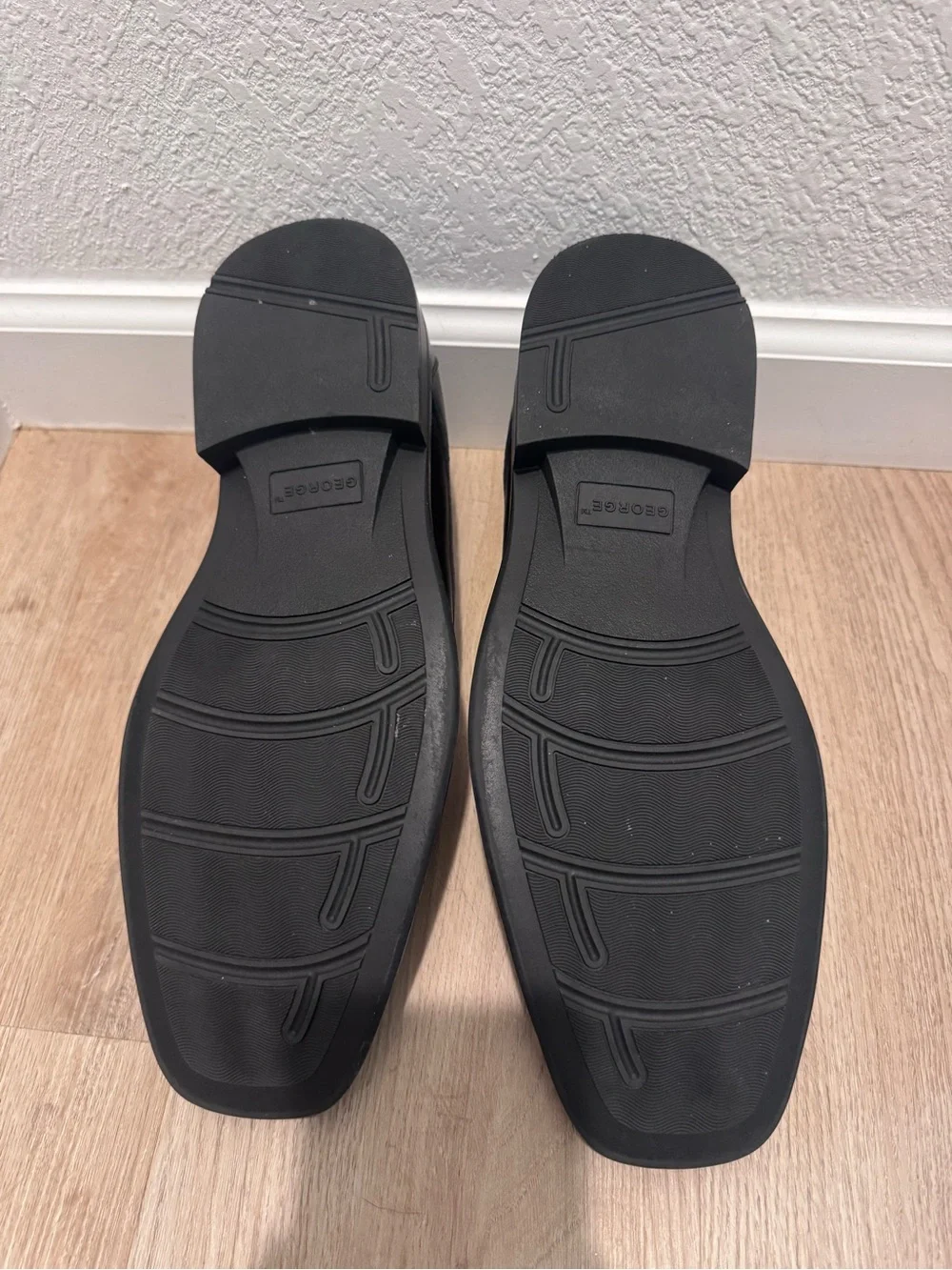 George Black Slip-On Leather-Look Loafers